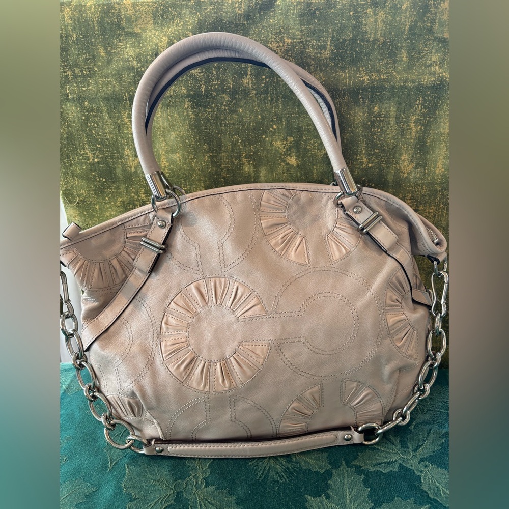 Coach Madison Sophia Embellished Leather Bone  Satchel 16343 EUC